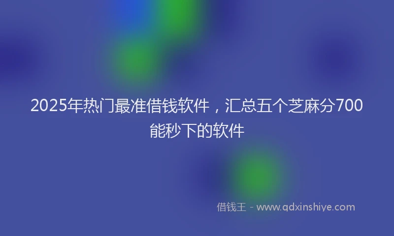 2025年热门最准借钱软件，汇总五个芝麻分700能秒下的软件