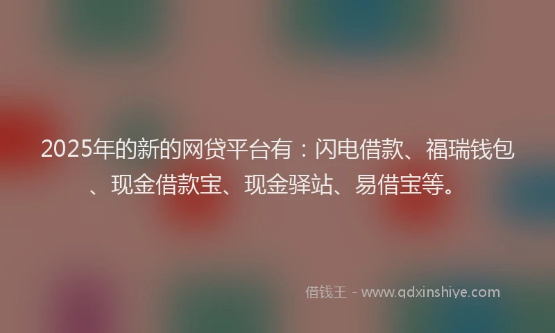 2025年的新的网贷平台有：闪电借款、福瑞钱包、现金借款宝、现金驿站、易借宝等。