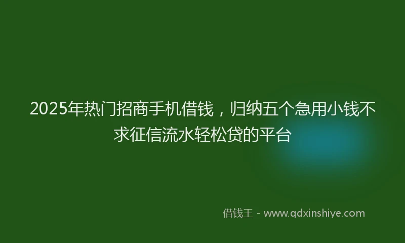 2025年热门招商手机借钱，归纳五个急用小钱不求征信流水轻松贷的平台