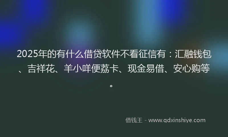 2025年的有什么借贷软件不看征信有：汇融钱包、吉祥花、羊小咩便荔卡、现金易借、安心购等。