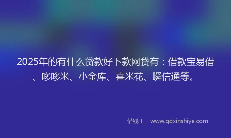 2025年的有什么贷款好下款网贷有：借款宝易借、哆哆米、小金库、喜米花、瞬信通等。