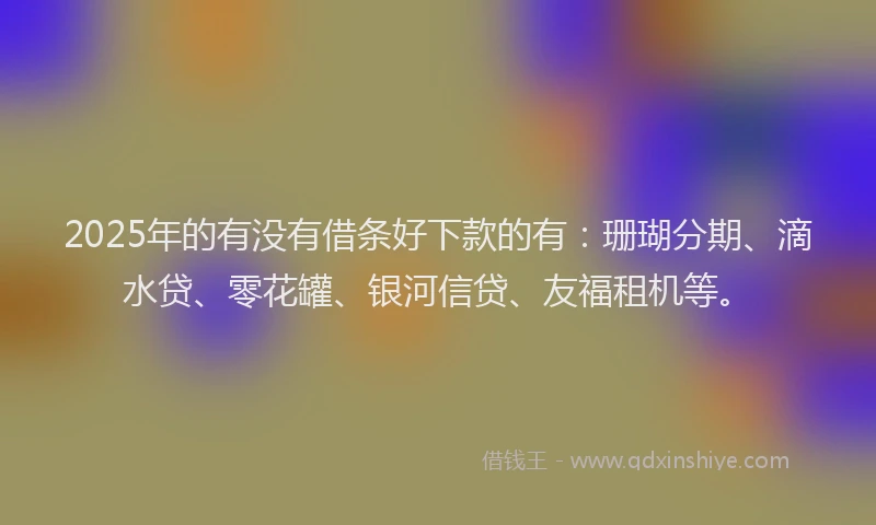 2025年的有没有借条好下款的有：珊瑚分期、滴水贷、零花罐、银河信贷、友福租机等。