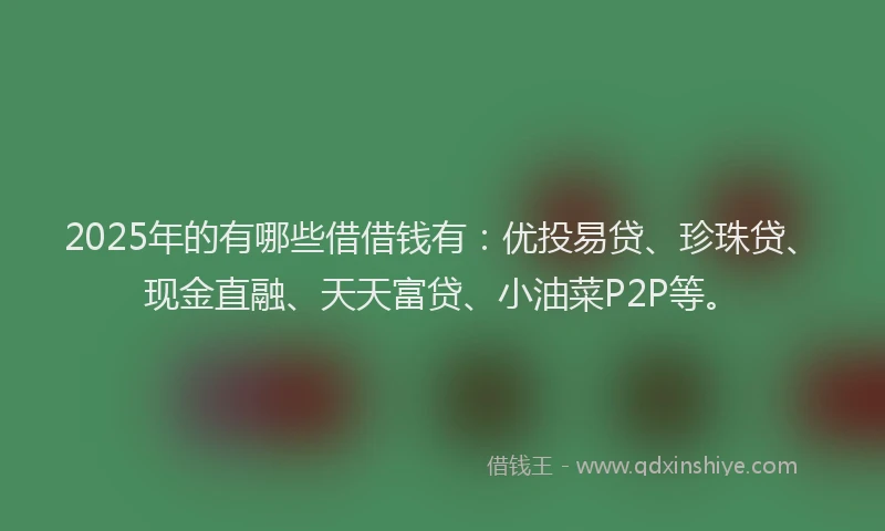 2025年的有哪些借借钱有：优投易贷、珍珠贷、现金直融、天天富贷、小油菜P2P等。