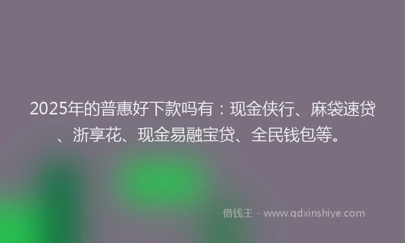 2025年的普惠好下款吗有：现金侠行、麻袋速贷、浙享花、现金易融宝贷、全民钱包等。