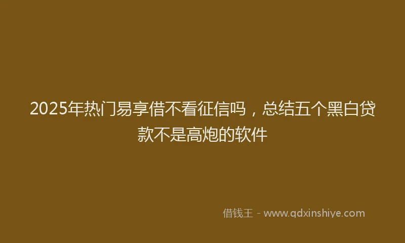 2025年热门易享借不看征信吗，总结五个黑白贷款不是高炮的软件