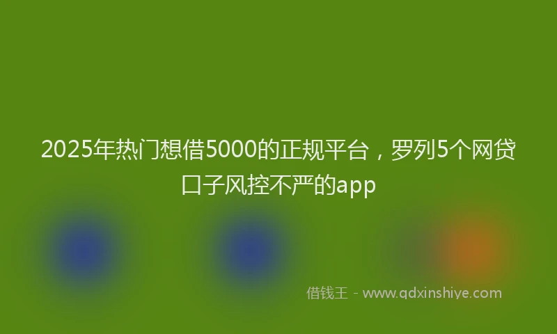 2025年热门想借5000的正规平台，罗列5个网贷口子风控不严的app
