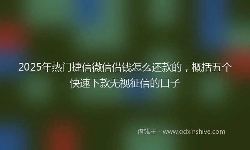 2025年热门捷信微信借钱怎么还款的，概括五个快速下款无视征信的口子