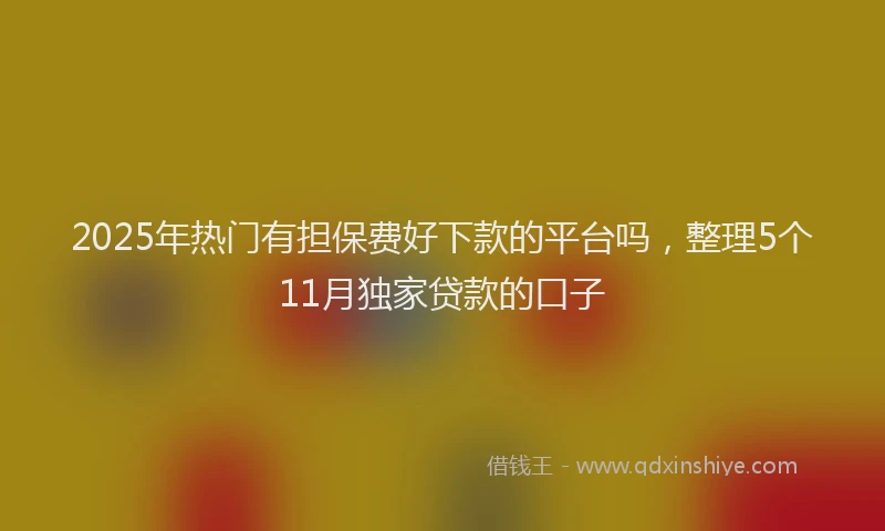 2025年热门有担保费好下款的平台吗，整理5个11月独家贷款的口子