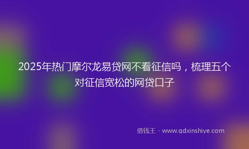 2025年热门摩尔龙易贷网不看征信吗，梳理五个对征信宽松的网贷口子