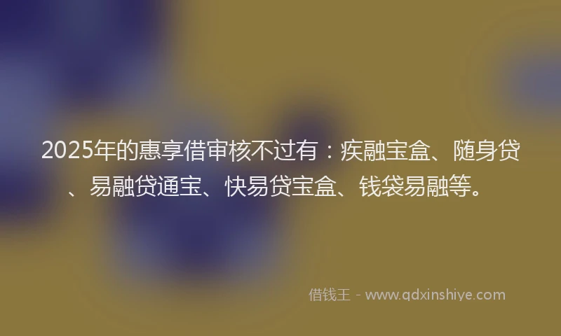 2025年的惠享借审核不过有：疾融宝盒、随身贷、易融贷通宝、快易贷宝盒、钱袋易融等。