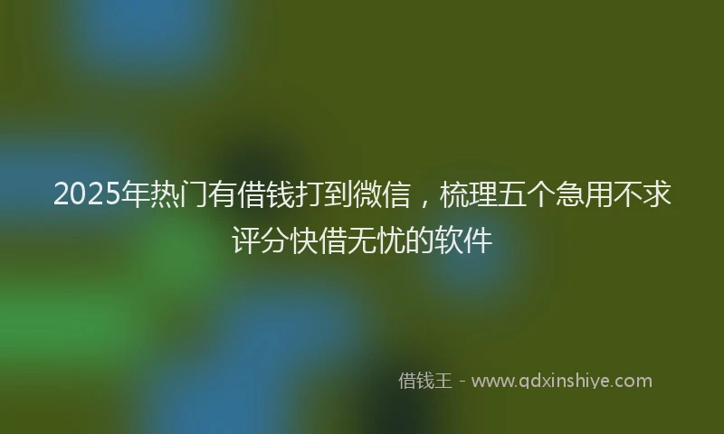 2025年热门有借钱打到微信，梳理五个急用不求评分快借无忧的软件