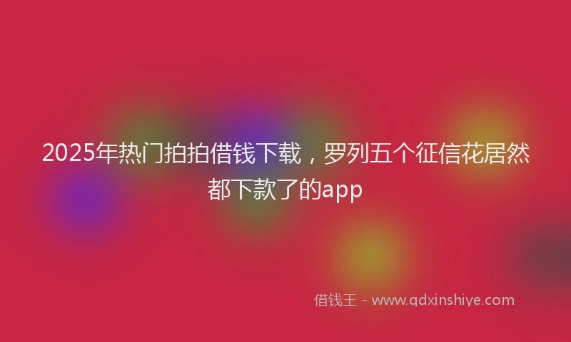 2025年热门拍拍借钱下载，罗列五个征信花居然都下款了的app