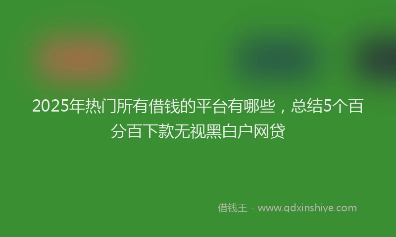 2025年热门所有借钱的平台有哪些，总结5个百分百下款无视黑白户网贷
