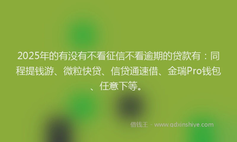 2025年的有没有不看征信不看逾期的贷款有：同程提钱游、微粒快贷、信贷通速借、金瑞Pro钱包、任意下等。