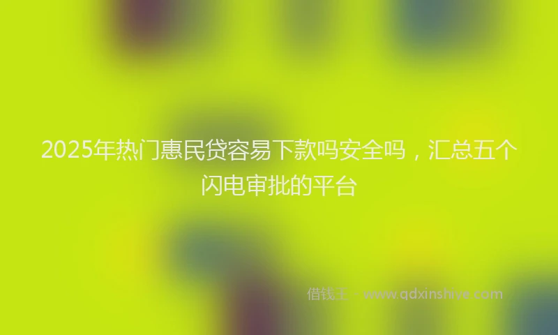 2025年热门惠民贷容易下款吗安全吗，汇总五个闪电审批的平台