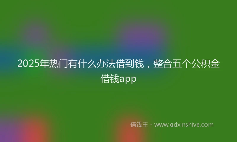 2025年热门有什么办法借到钱，整合五个公积金借钱app