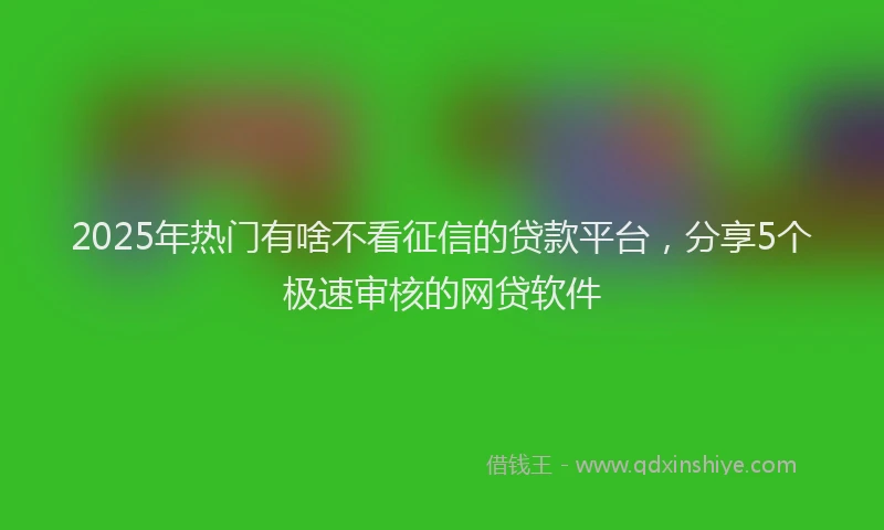 2025年热门有啥不看征信的贷款平台，分享5个极速审核的网贷软件