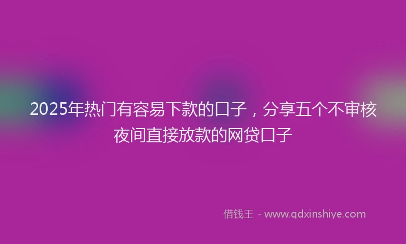 2025年热门有容易下款的口子，分享五个不审核夜间直接放款的网贷口子