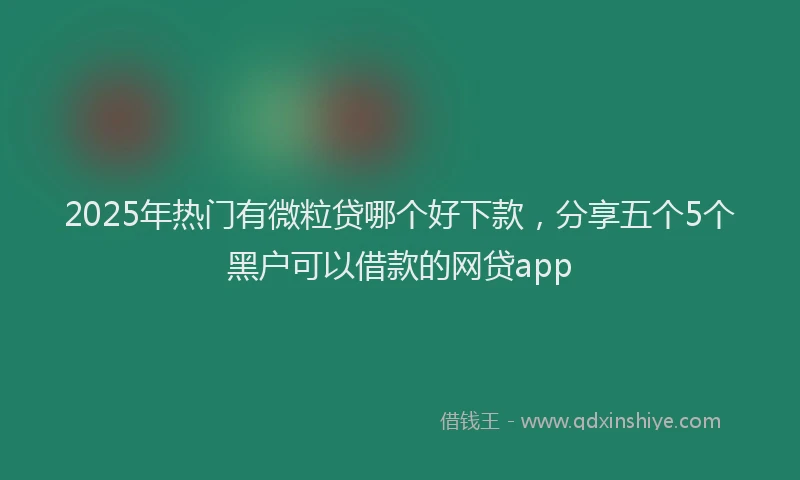 2025年热门有微粒贷哪个好下款，分享五个5个黑户可以借款的网贷app