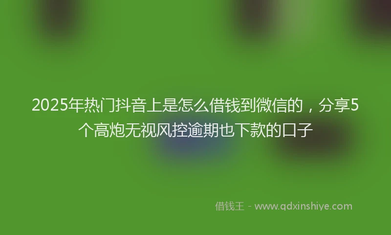 2025年热门抖音上是怎么借钱到微信的，分享5个高炮无视风控逾期也下款的口子