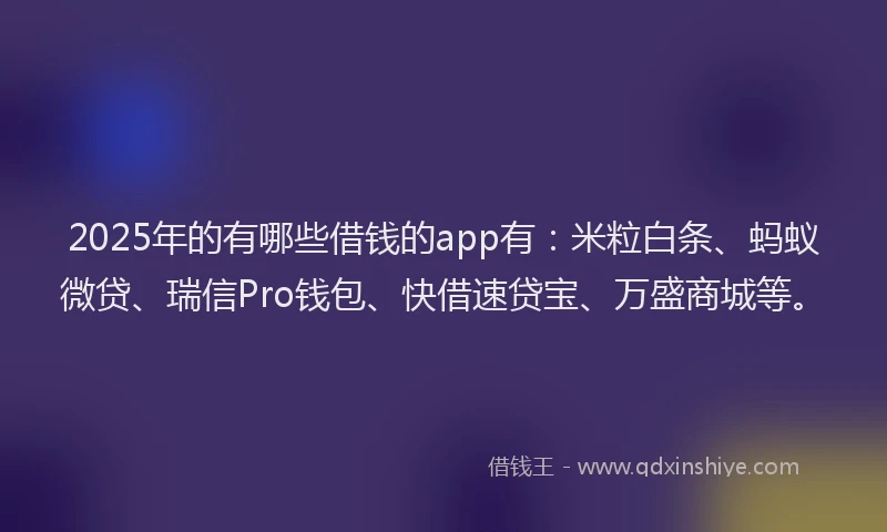 2025年的有哪些借钱的app有：米粒白条、蚂蚁微贷、瑞信Pro钱包、快借速贷宝、万盛商城等。