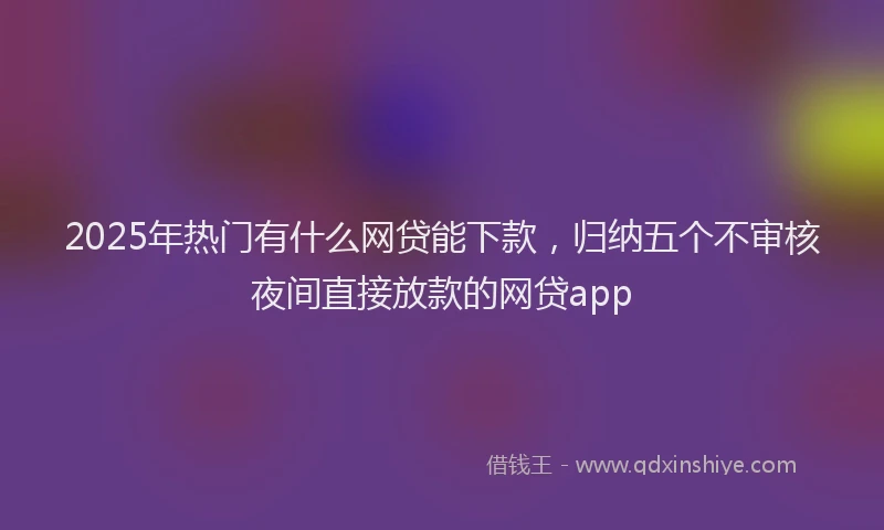 2025年热门有什么网贷能下款，归纳五个不审核夜间直接放款的网贷app