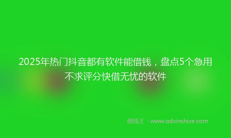 2025年热门抖音都有软件能借钱，盘点5个急用不求评分快借无忧的软件