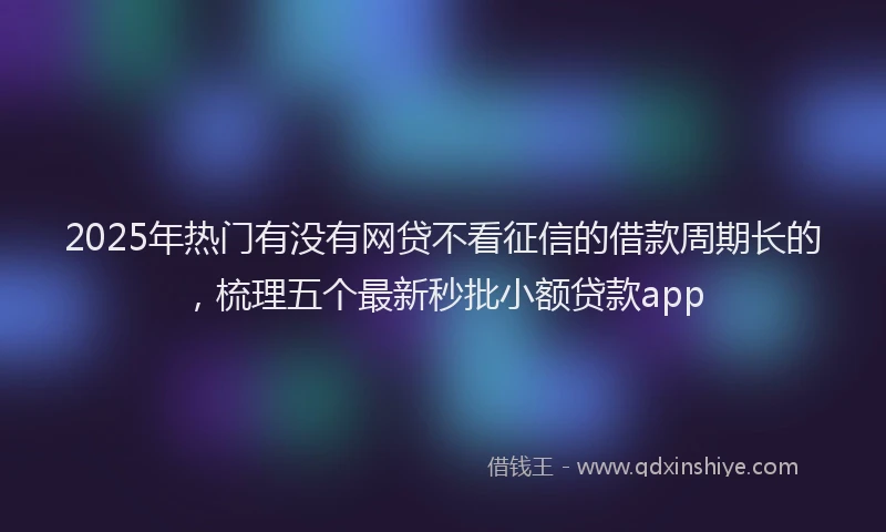 2025年热门有没有网贷不看征信的借款周期长的，梳理五个最新秒批小额贷款app