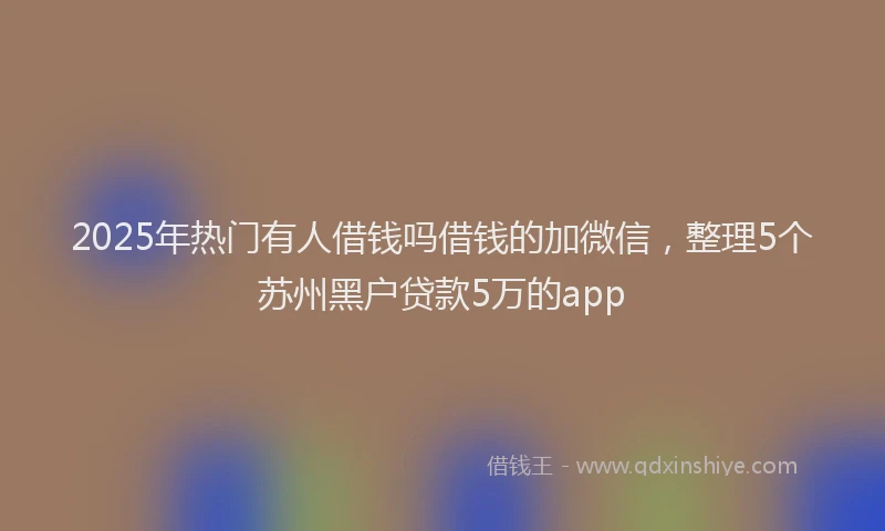 2025年热门有人借钱吗借钱的加微信，整理5个苏州黑户贷款5万的app