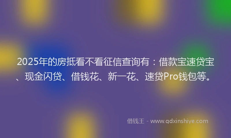 2025年的房抵看不看征信查询有：借款宝速贷宝、现金闪贷、借钱花、新一花、速贷Pro钱包等。