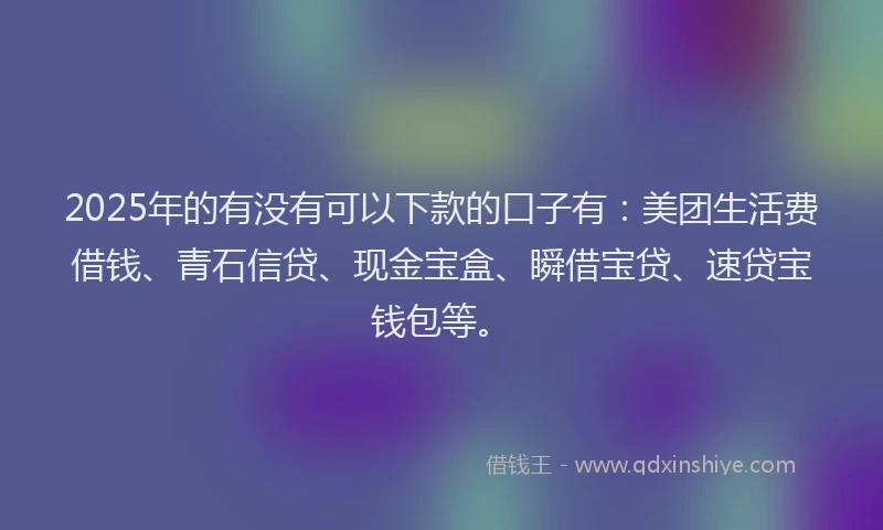 2025年的有没有可以下款的口子有：美团生活费借钱、青石信贷、现金宝盒、瞬借宝贷、速贷宝钱包等。