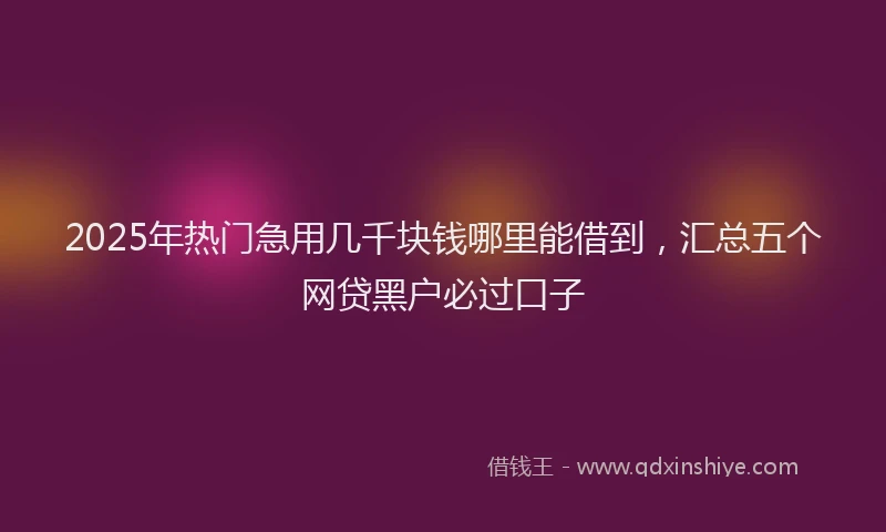 2025年热门急用几千块钱哪里能借到，汇总五个网贷黑户必过口子