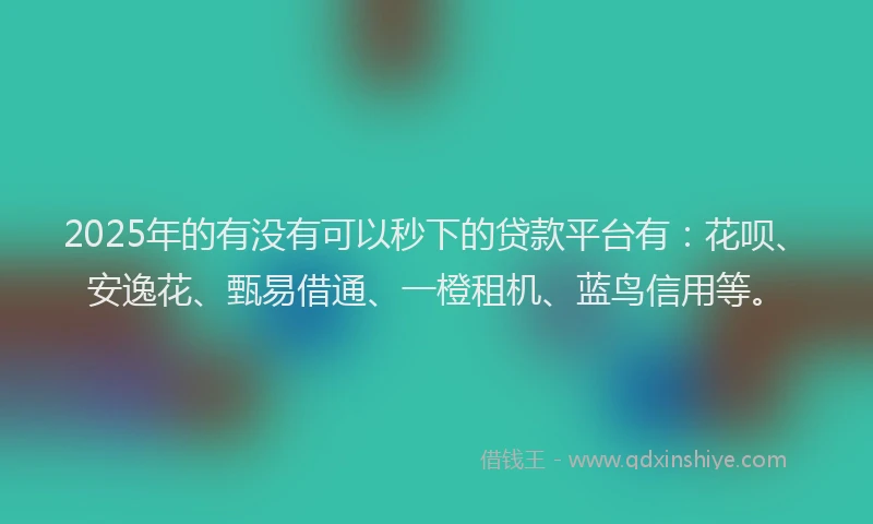 2025年的有没有可以秒下的贷款平台有：花呗、安逸花、甄易借通、一橙租机、蓝鸟信用等。