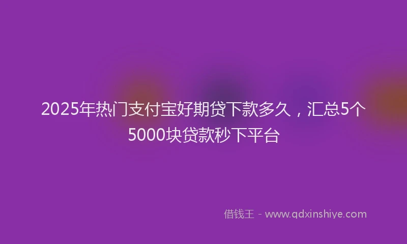 2025年热门支付宝好期贷下款多久，汇总5个5000块贷款秒下平台