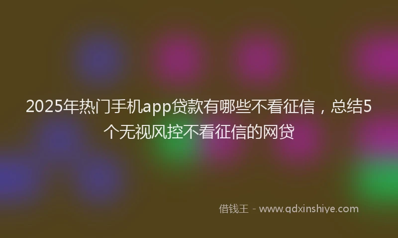 2025年热门手机app贷款有哪些不看征信，总结5个无视风控不看征信的网贷