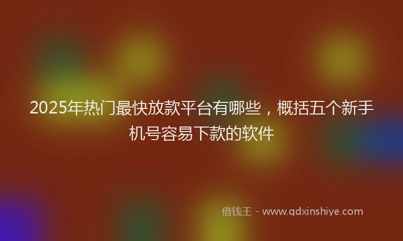 2025年热门最快放款平台有哪些，概括五个新手机号容易下款的软件
