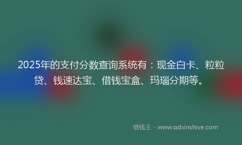 2025年的支付分数查询系统有：现金白卡、粒粒贷、钱速达宝、借钱宝盒、玛瑙分期等。