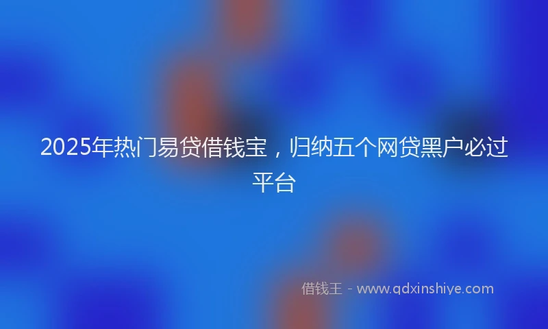 2025年热门易贷借钱宝，归纳五个网贷黑户必过平台