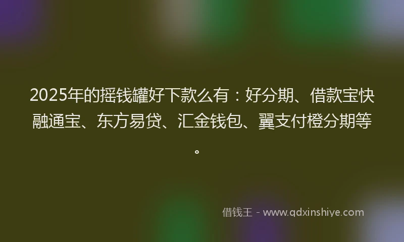 2025年的摇钱罐好下款么有：好分期、借款宝快融通宝、东方易贷、汇金钱包、翼支付橙分期等。