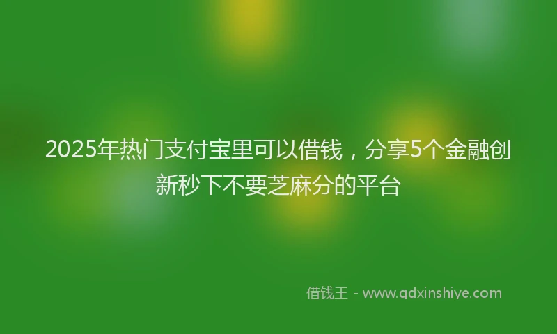 2025年热门支付宝里可以借钱，分享5个金融创新秒下不要芝麻分的平台