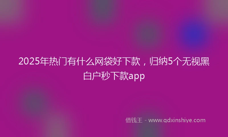 2025年热门有什么网袋好下款，归纳5个无视黑白户秒下款app