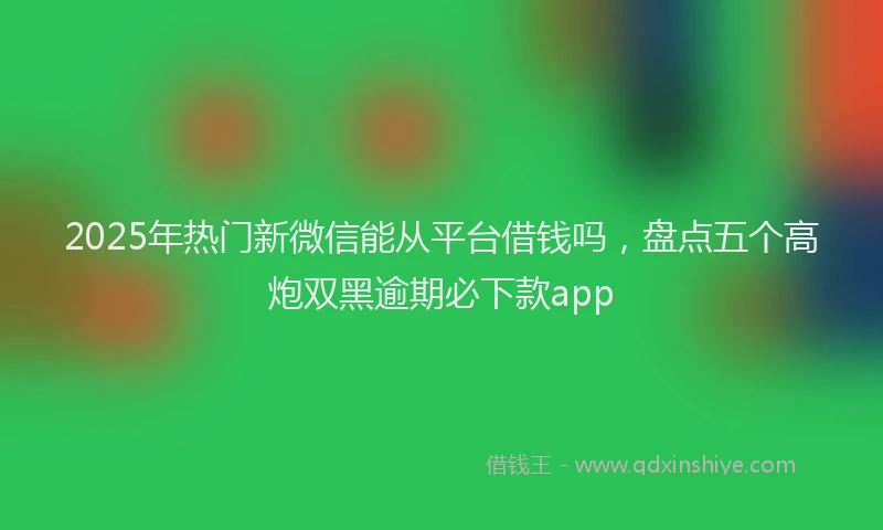 2025年热门新微信能从平台借钱吗，盘点五个高炮双黑逾期必下款app