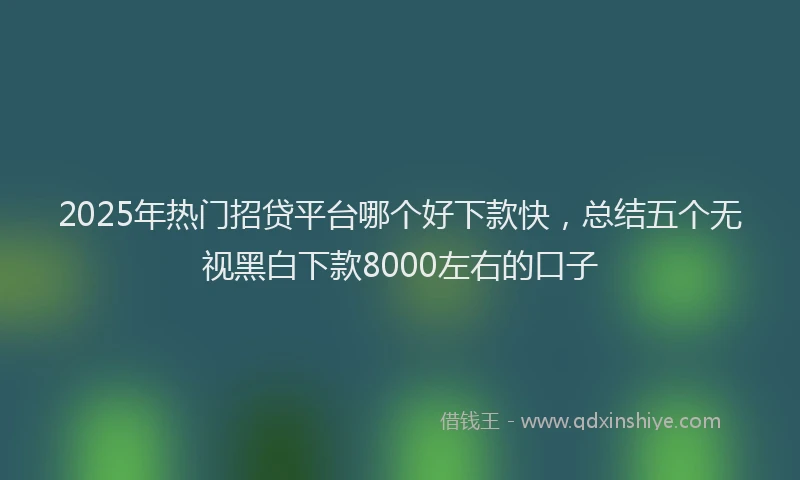 2025年热门招贷平台哪个好下款快，总结五个无视黑白下款8000左右的口子
