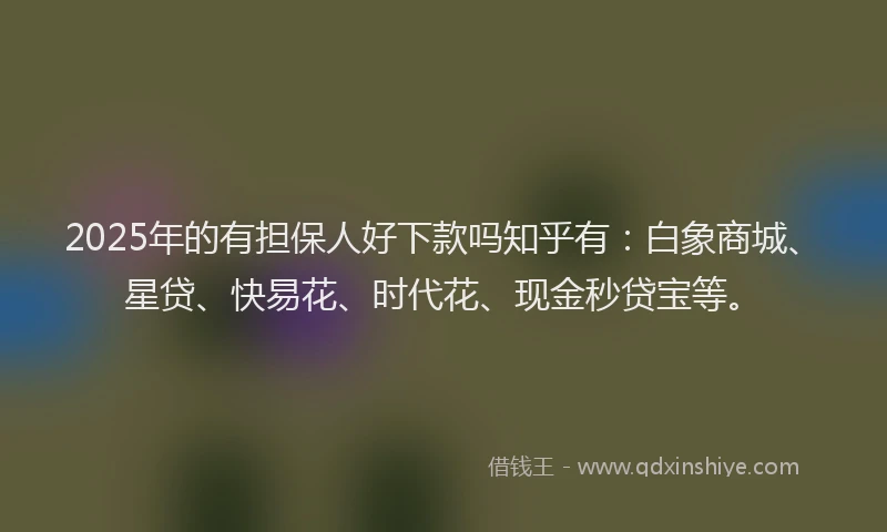 2025年的有担保人好下款吗知乎有：白象商城、星贷、快易花、时代花、现金秒贷宝等。