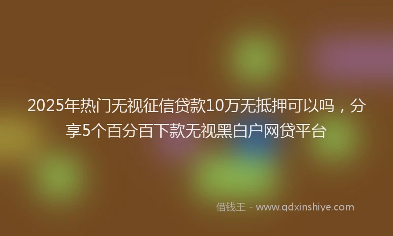 2025年热门无视征信贷款10万无抵押可以吗，分享5个百分百下款无视黑白户网贷平台