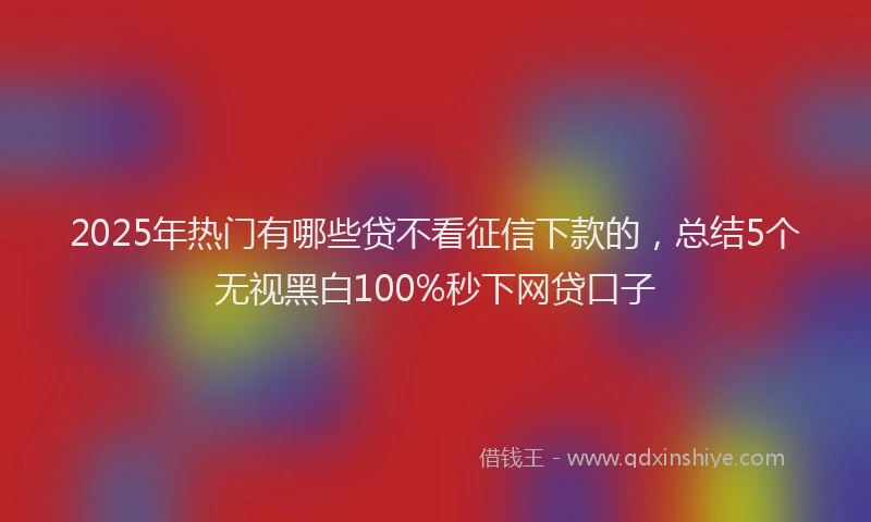 2025年热门有哪些贷不看征信下款的，总结5个无视黑白100%秒下网贷口子