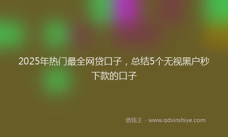 2025年热门最全网贷口子，总结5个无视黑户秒下款的口子