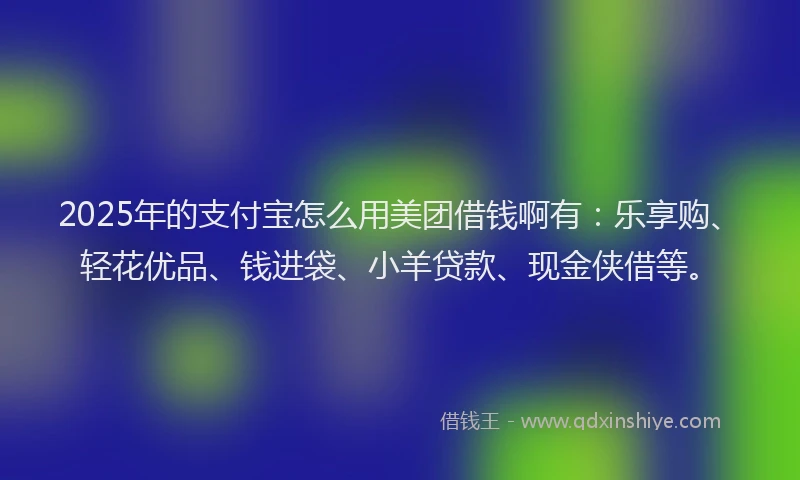 2025年的支付宝怎么用美团借钱啊有：乐享购、轻花优品、钱进袋、小羊贷款、现金侠借等。