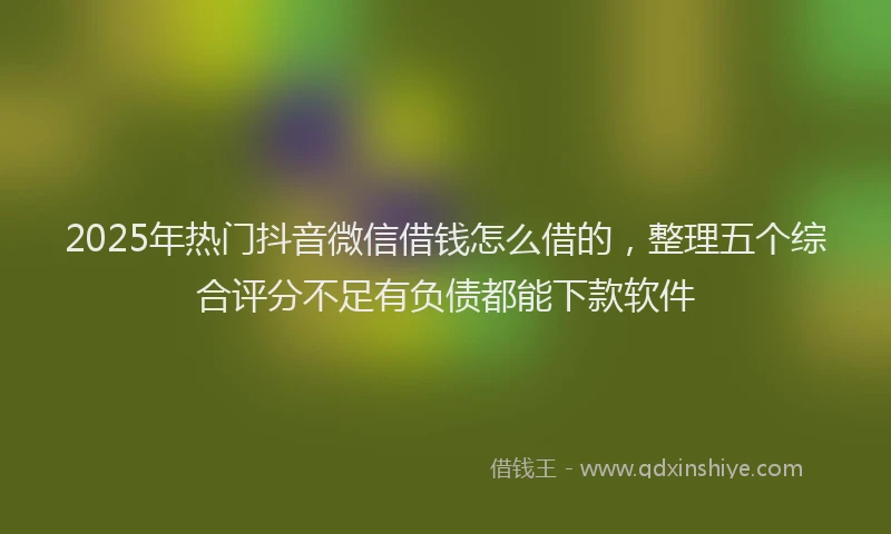2025年热门抖音微信借钱怎么借的，整理五个综合评分不足有负债都能下款软件