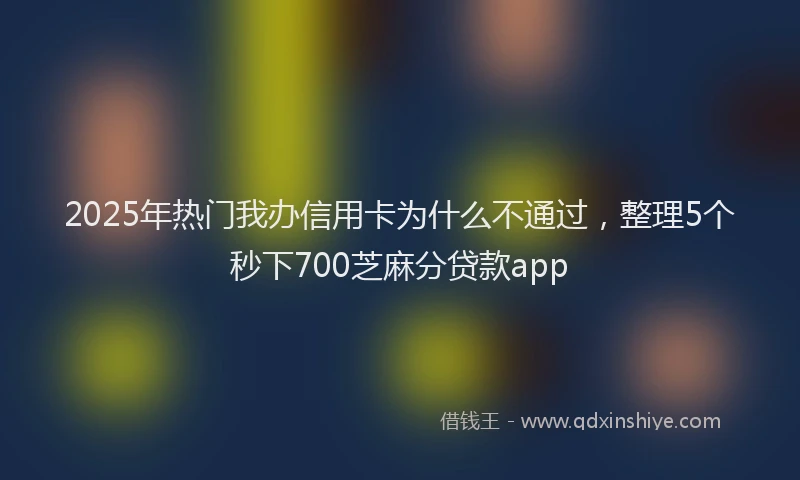 2025年热门我办信用卡为什么不通过，整理5个秒下700芝麻分贷款app